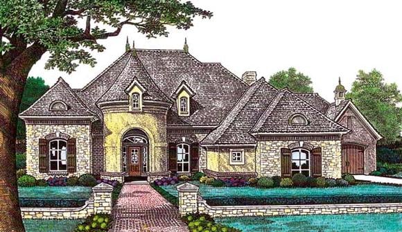 European House Plan 66212 with 3 Beds, 3 Baths, 3 Car Garage Elevation