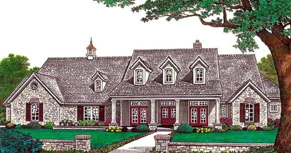 One-Story, Southern House Plan 66214 with 4 Beds, 6 Baths, 3 Car Garage Elevation