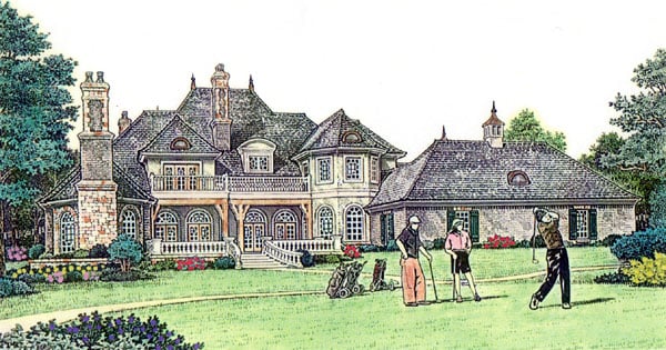 Country, French Country House Plan 66236 with 5 Beds, 7 Baths, 4 Car Garage Rear Elevation