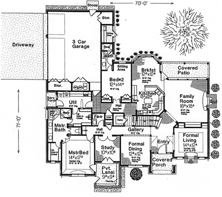 Country, French Country, Southern House Plan 66238 with 4 Beds, 5 Baths, 3 Car Garage First Level Plan
