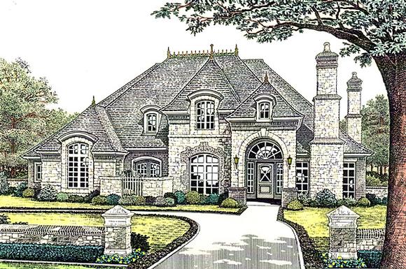European, French Country House Plan 66245 with 4 Beds, 4 Baths, 3 Car Garage Elevation