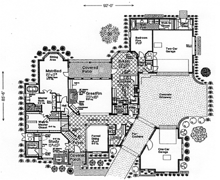 French Country, Southern House Plan 66247 with 5 Beds, 6 Baths, 3 Car Garage First Level Plan