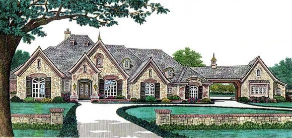 European, French Country House Plan 66248 with 4 Beds, 5 Baths, 4 Car Garage Elevation