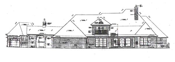 European, French Country House Plan 66248 with 4 Beds, 5 Baths, 4 Car Garage Rear Elevation