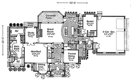 French Country, Southern House Plan 66250 with 4 Beds, 5 Baths, 3 Car Garage First Level Plan