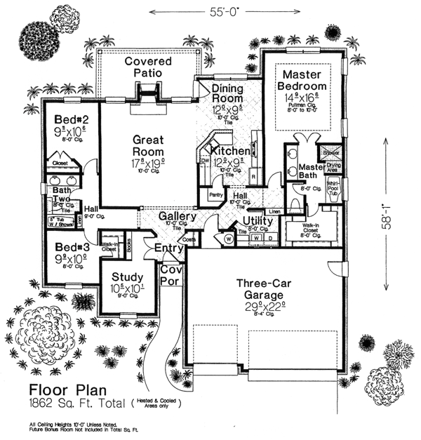 House Plan 66256 - European Style with 1862 Sq Ft, 3 Bed, 2 Bath ...