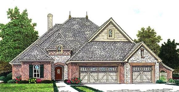 Country, European House Plan 66279 with 4 Beds, 4 Baths, 3 Car Garage Elevation