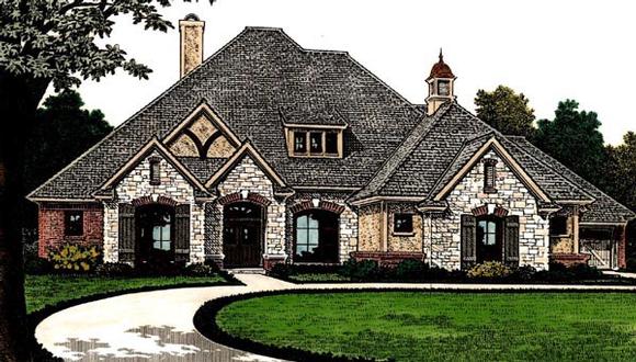 Country, European, French Country House Plan 66286 with 4 Beds, 4 Baths, 3 Car Garage Elevation