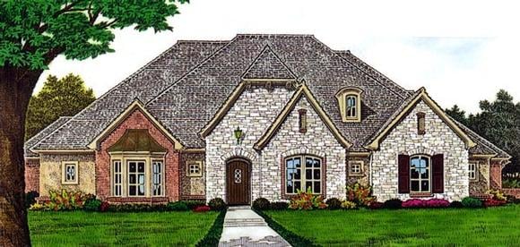 Country, European House Plan 66290 with 4 Beds, 3 Baths, 3 Car Garage Elevation