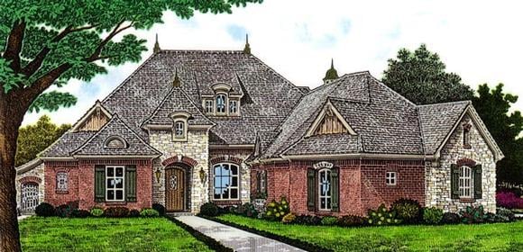Country, European House Plan 66293 with 3 Beds, 4 Baths, 3 Car Garage Elevation
