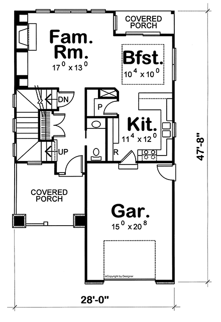 Craftsman House Plan 66410 with 3 Beds, 3 Baths, 1 Car Garage First Level Plan