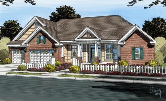 Traditional House Plan 66460 with 4 Beds, 4 Baths, 3 Car Garage Elevation