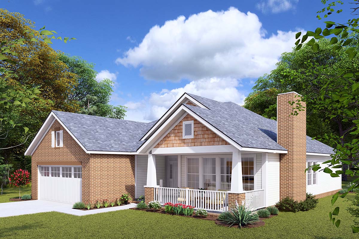 Bungalow, Cottage, Craftsman Plan with 1560 Sq. Ft., 4 Bedrooms, 2 Bathrooms, 2 Car Garage Picture 2