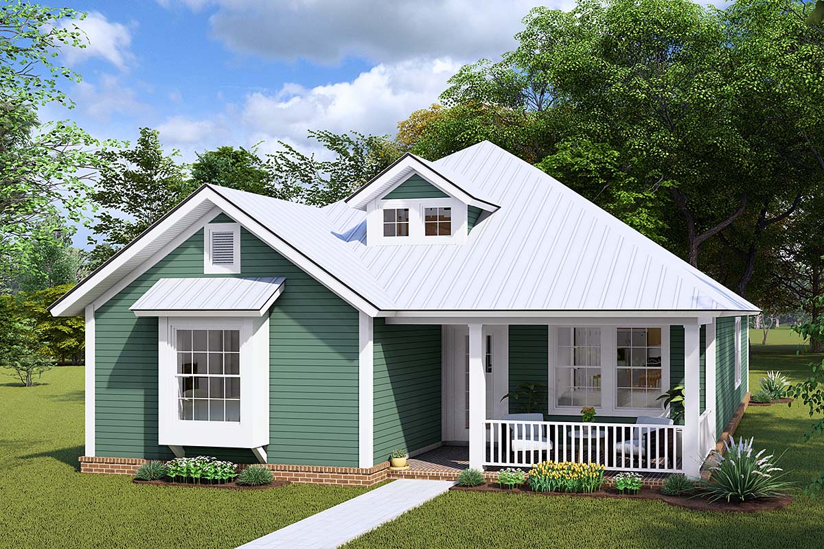 Traditional Plan with 1376 Sq. Ft., 3 Bedrooms, 2 Bathrooms Elevation