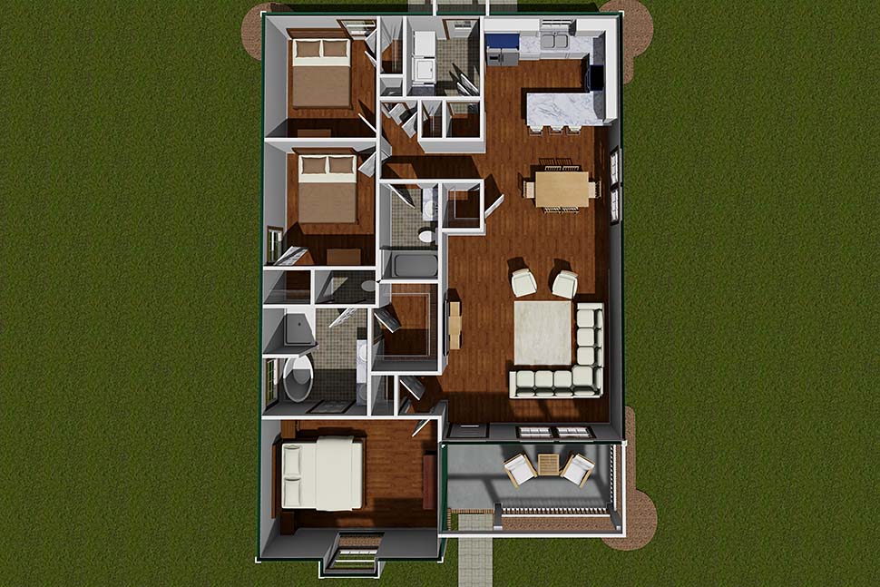 Traditional Plan with 1376 Sq. Ft., 3 Bedrooms, 2 Bathrooms Picture 7