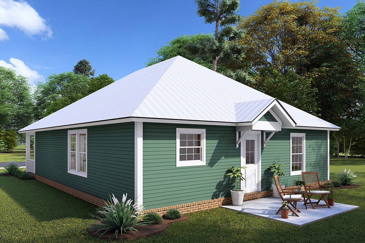 Traditional Plan with 1376 Sq. Ft., 3 Bedrooms, 2 Bathrooms Rear Elevation