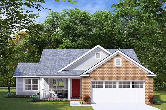 Traditional House Plan 66488 with 2 Beds, 2 Baths, 2 Car Garage Elevation