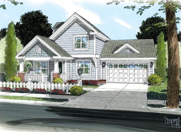 Craftsman, Traditional House Plan 66489 with 3 Beds, 3 Baths, 2 Car Garage Elevation