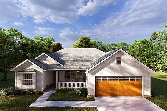 Ranch, Traditional House Plan 66490 with 3 Beds, 2 Baths, 2 Car Garage Elevation