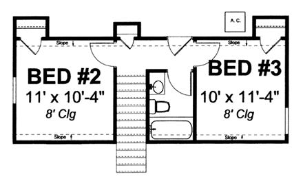Bungalow, Craftsman House Plan 66493 with 3 Beds, 2 Baths, 2 Car Garage Second Level Plan