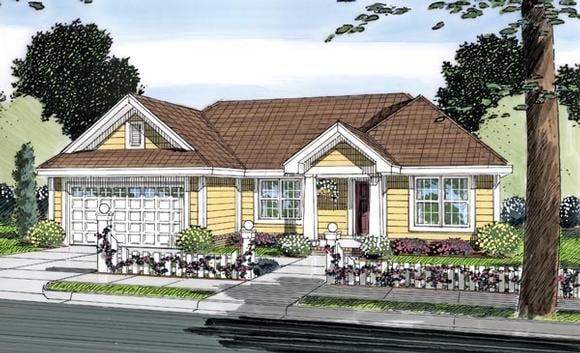 Traditional House Plan 66496 with 3 Beds, 2 Baths, 2 Car Garage Elevation