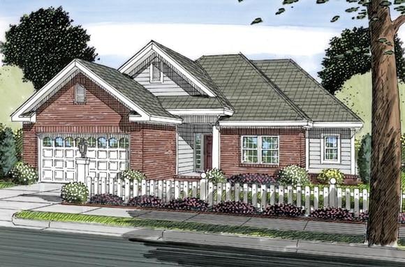 Traditional House Plan 66497 with 3 Beds, 2 Baths, 2 Car Garage Elevation