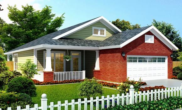Bungalow, Traditional House Plan 66499 with 3 Beds, 2 Baths, 2 Car Garage Elevation