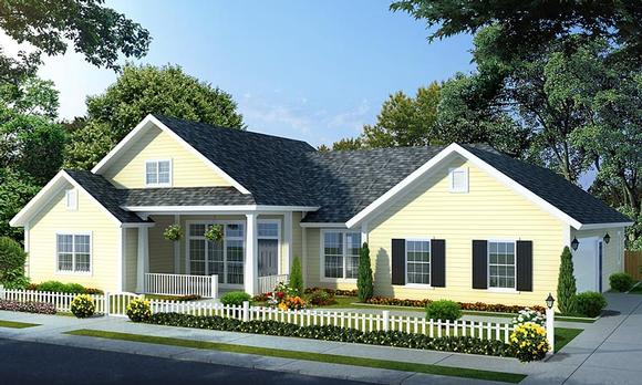 Traditional House Plan 66534 with 4 Beds, 3 Baths, 2 Car Garage Elevation