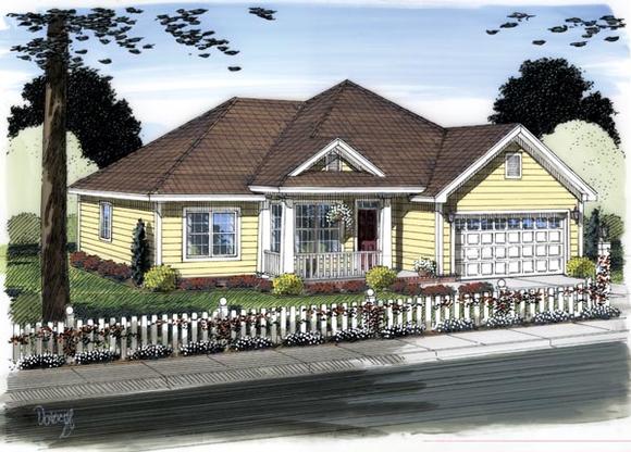 Traditional House Plan 66536 with 3 Beds, 2 Baths, 2 Car Garage Elevation