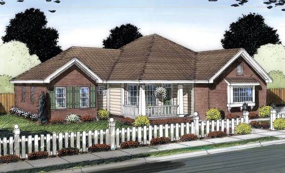 Traditional House Plan 66544 with 4 Beds, 3 Baths, 2 Car Garage Elevation