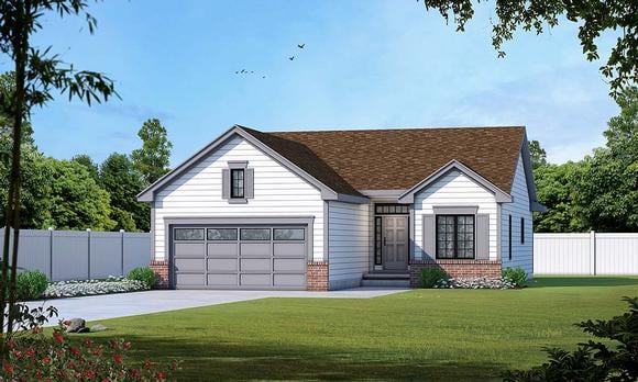 Traditional House Plan 66558 with 2 Beds, 2 Baths, 2 Car Garage Elevation