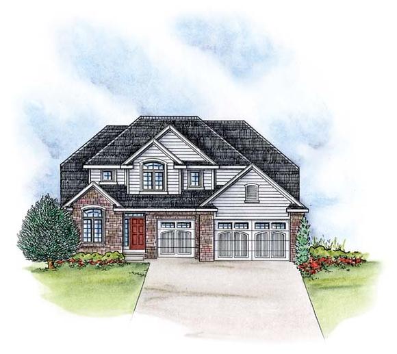 Traditional House Plan 66578 with 4 Beds, 4 Baths, 3 Car Garage Elevation