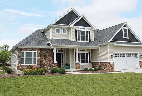 Craftsman House Plan 66610 with 4 Beds, 3 Baths, 2 Car Garage Elevation