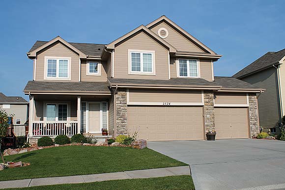 Traditional House Plan 66622 with 4 Beds, 3 Baths, 2 Car Garage Elevation