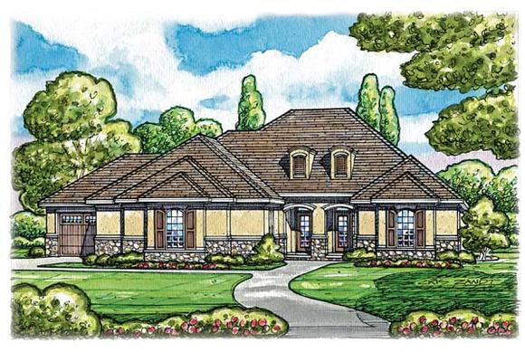 Country, European House Plan 66625 with 2 Beds, 2 Baths, 3 Car Garage Elevation