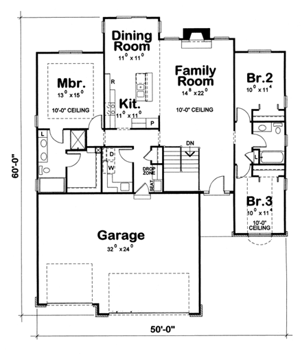 House Plan 66640 - European Style with 1642 Sq Ft, 3 Bed, 2 Bath