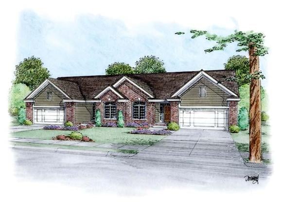 Traditional Multi-Family Plan 66646 with 4 Beds, 4 Baths, 4 Car Garage Elevation