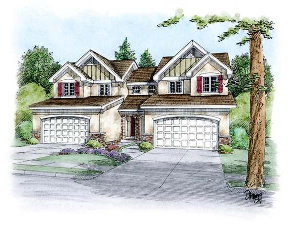 Country, European Multi-Family Plan 66649 with 6 Beds, 6 Baths, 4 Car Garage Elevation