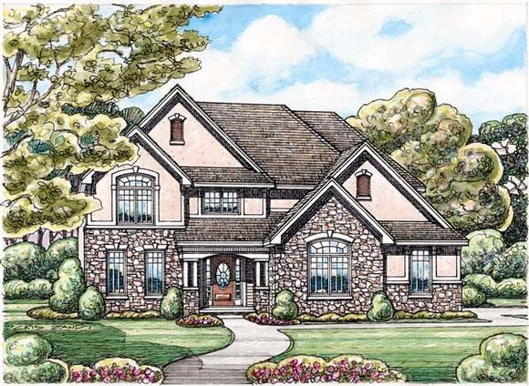 Traditional House Plan 66659 with 4 Beds, 3 Baths, 2 Car Garage Elevation
