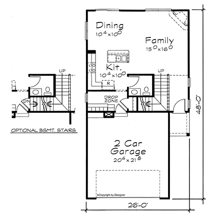 Traditional House Plan 66672 with 3 Beds, 3 Baths, 2 Car Garage First Level Plan