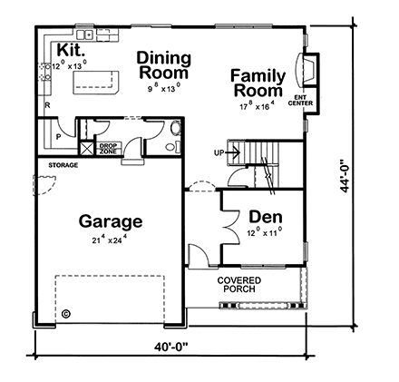 Traditional House Plan 66689 with 3 Beds, 3 Baths, 2 Car Garage First Level Plan