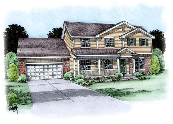 Traditional House Plan 66705 with 4 Beds, 3 Baths, 2 Car Garage Elevation