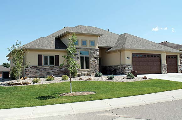 Contemporary, European, Southwest House Plan 66723 with 3 Beds, 2 Baths, 3 Car Garage Elevation
