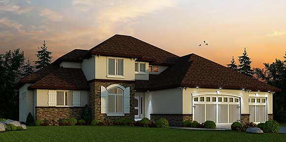 European, Southwest House Plan 66725 with 4 Beds, 4 Baths Elevation