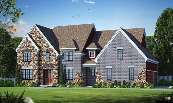 Traditional, Tudor House Plan 66727 with 4 Beds, 4 Baths, 3 Car Garage Elevation