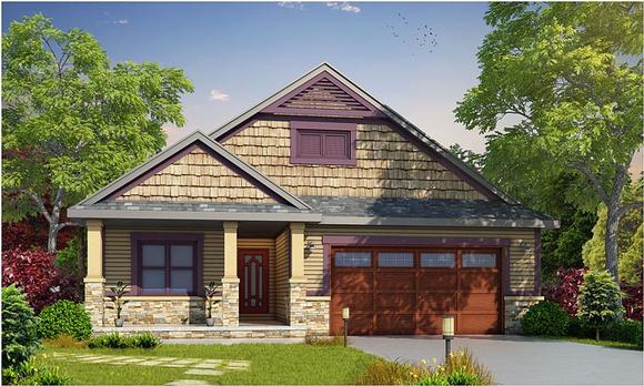 Cottage, Country, Craftsman House Plan 66734 with 2 Beds, 3 Baths, 2 Car Garage Elevation