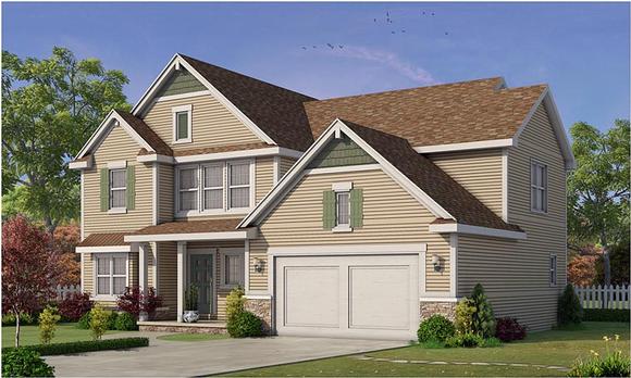 Craftsman, Traditional House Plan 66747 with 4 Beds, 4 Baths, 2 Car Garage Elevation