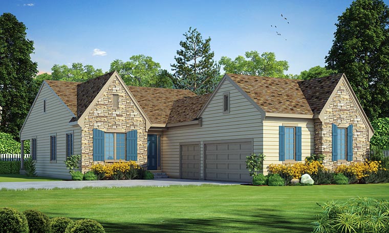 Traditional House Plan 66749 with 2 Beds, 2 Baths, 3 Car Garage Elevation