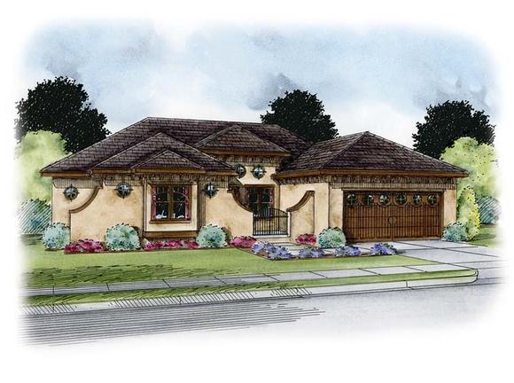 Italian, Southwest, Tuscan House Plan 66770 with 1 Beds, 3 Baths, 2 Car Garage Elevation