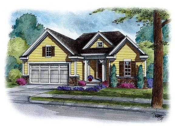 Cottage, Country, Southern, Traditional House Plan 66776 with 3 Beds, 3 Baths, 2 Car Garage Elevation